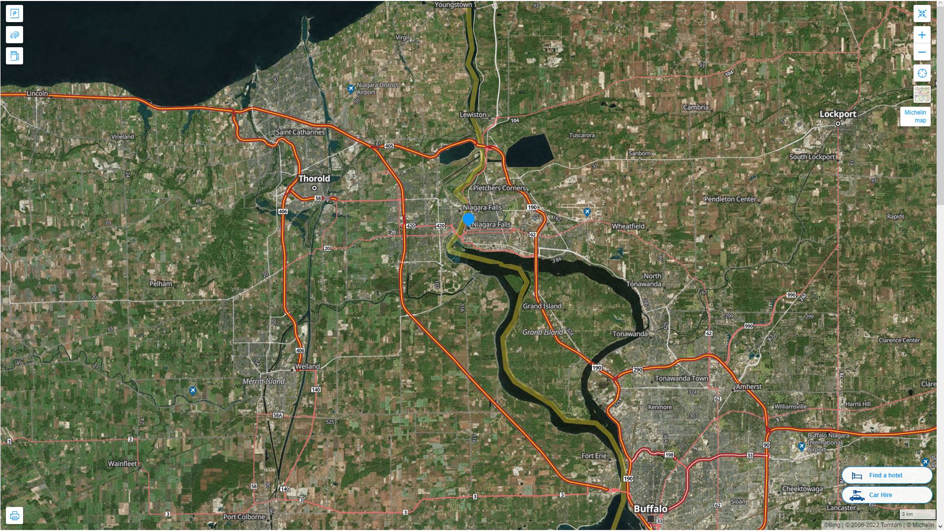 Niagara Falls New York Highway and Road Map with Satellite View